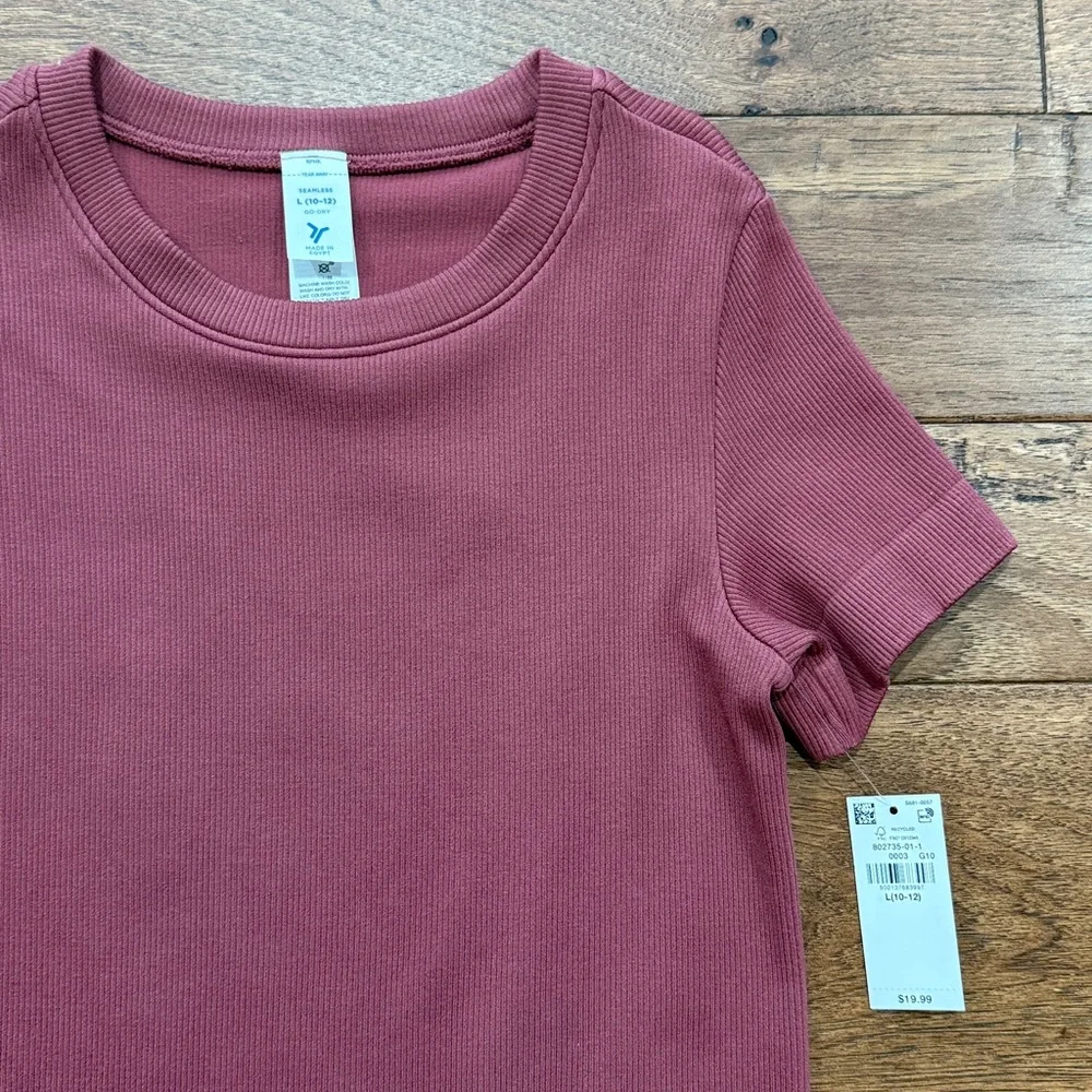 Old Navy Girls Ribbed Crewneck Go Dry Short-Sleeve Shirt - Size L (10/12)